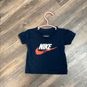Nike Kids Navy and Orange Logo Tee